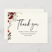 Minimaal Elegant Bloemen Dubbele Tweeling Afstuder Bedankkaart (Voorkant / Achterkant)