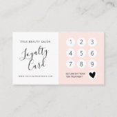 Minimaal elegant Blush Pink White Script Klantenkaartje (Voorkant)