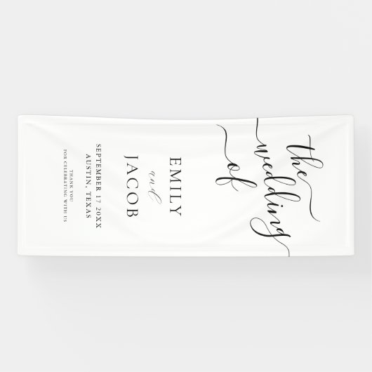 Minimaal Elegant Calligraphy Wedding Welcome Spandoek (Horizontaal)