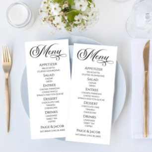 Minimaal Elegant Classic Wedding Food Menu