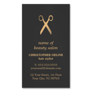 Minimaal Elegant Dark Grey Faux Gold Hair Stylist Magnetisch Visitekaartje