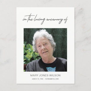 MINIMAAL ELEGANT FOTO SYMPATHY MEMORIAL DANK U UITNODIGING BRIEFKAART