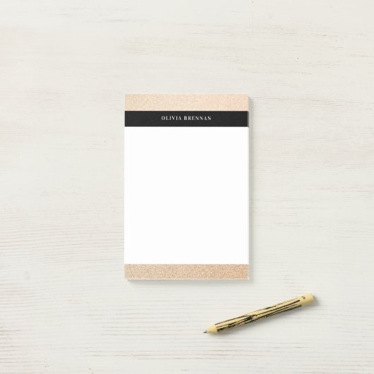 Minimaal elegant gouden geraffineerd grensontwerp post-it® notes (Op bureau)