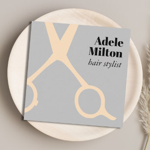 Minimaal Elegant Grijs Roos Schaar Haarstylist Vierkante Visitekaartje