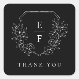 Minimaal Elegant Kersenbloesem Monogram Wapen  Vierkante Sticker