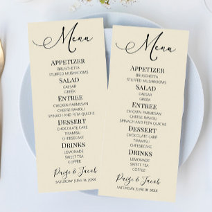 Minimaal Elegant Klassiek Huwelijksvoedselmenu Menu