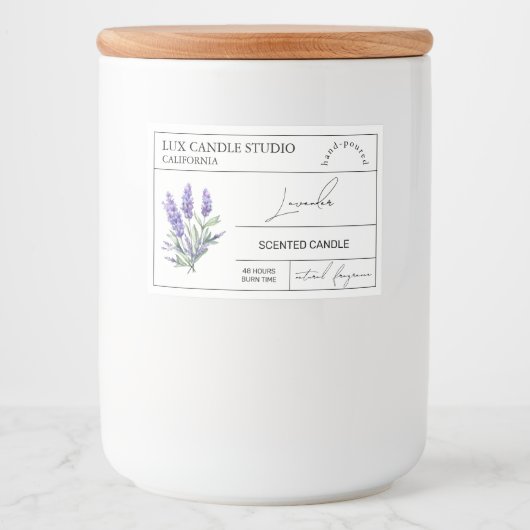 Minimaal Elegant Lavendel Kaars Pot Label Voedselcontainer Etiket (Voorkant)