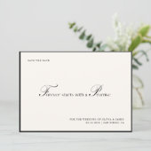 Minimaal Elegant Luxe Script Bruiloft Save The Date (Staand voorkant)