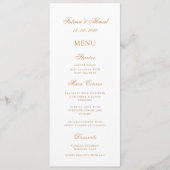Minimaal Elegant Romantisch Gold Script Trouwtafel Menu (Voorkant)