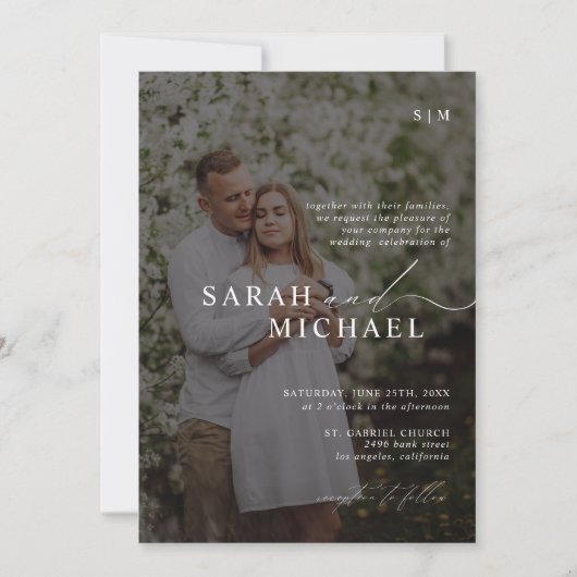 Minimaal Elegant Schoon Script QR Code Fotobruilof Kaart (Voorkant)