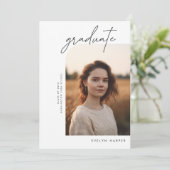 Minimaal Elegant Script College 2 Photo Afstuderen Aankondiging (Staand voorkant)