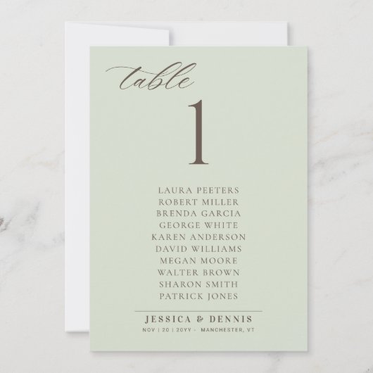 Minimaal Elegant Script Trouwtafel Zitplaatsen Kaa Kaart (Achterkant)