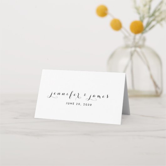 Minimaal Elegant Script Zwart Wit Namen Bruiloft (Voorkant)
