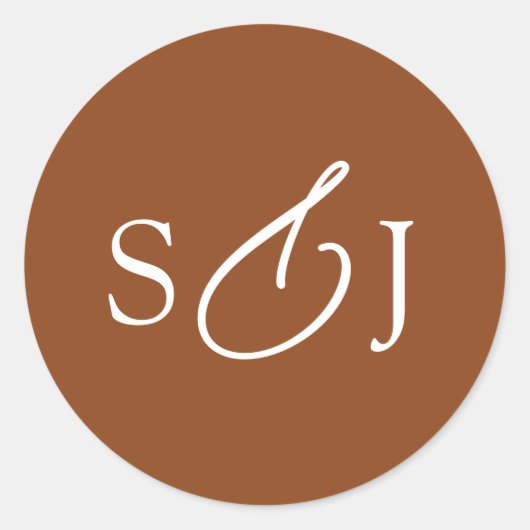 Minimaal elegant scriptmonogram ronde sticker (Voorkant)