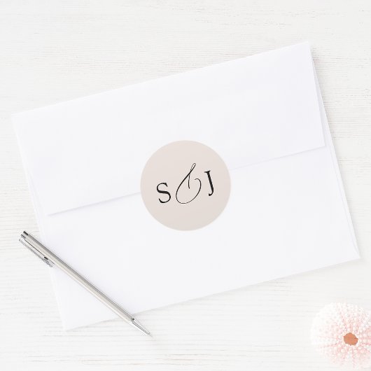 Minimaal elegant scriptmonogram ronde sticker