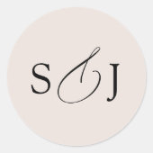 Minimaal elegant scriptmonogram ronde sticker (Voorkant)