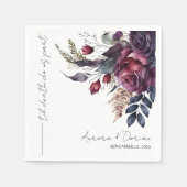 Minimaal Elegant Waterverf Bloemen Bruiloft Servet (Voorkant)