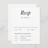 Minimaal Elegant Wit Bruiloft RSVP Kaart (Voorkant / Achterkant)
