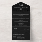 Minimaal Elegant Zwart Bruiloft All In One Uitnodiging (Binnen)
