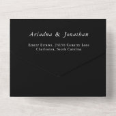 Minimaal Elegant Zwart Bruiloft All In One Uitnodiging (Achterkant)