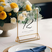 Minimaal Elegant Zwart Script Bruiloft Tafelnummer Acryl Bord