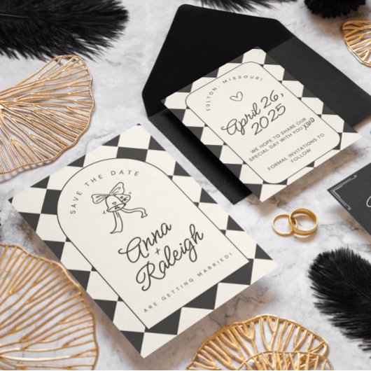 Minimaal Elegant Zwart-wit Save The Date Kaart