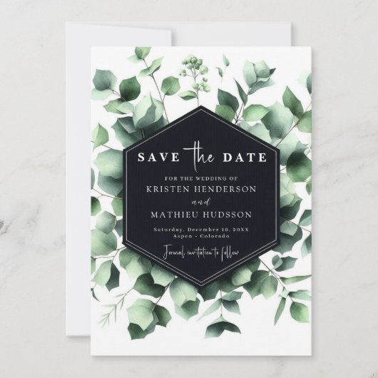 Minimaal Elegante Eucalyptus Digitale Huwelijk Save The Date (Voorkant)