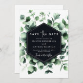 Minimaal Elegante Eucalyptus Digitale Huwelijk Save The Date (Voorkant / Achterkant)