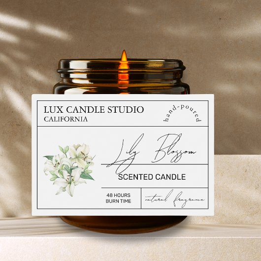 Minimaal Elegante Lily Kaarsenpot Label Voedselcontainer Etiket