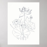 Minimaal Elegante Waterlelie Bloemen Botanische Sc