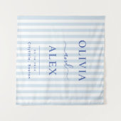 Minimaal en Chic Blauw Frans Persoonlijk Trouwfees Wandkleed (Voorkant (horizontaal))