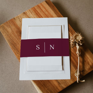 Minimaal en Chic Bordeaux Monogram Uitnodigingen Wikkel