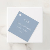 Minimaal en Chic | Dusty Blue en White Wedding Bedankjes Labels (In situ)