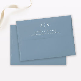 Minimaal en Chic | Dusty Blue en White Wedding Envelop