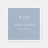 Minimaal en Chic | Dusty Blue en White Wedding Servet (Voorkant)