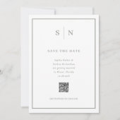 Minimaal en Chic | Foto terug en QR-code bruiloft Save The Date (Voorkant)