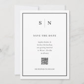Minimaal en Chic | Foto terug en QR-code bruiloft Save The Date (Voorkant)