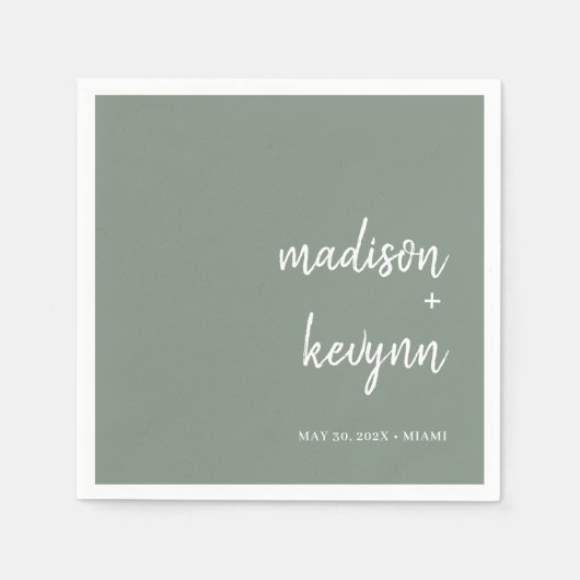 Minimaal en Chic | Groene Trouwservetten Servet (Voorkant)
