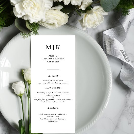 Minimaal en Chic | Menu Zwart-witbruiloft