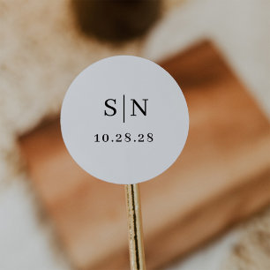 Minimaal en Chic Monogram Zwart en Wit Ronde Sticker