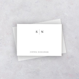 Minimaal en Chic   Monogram zwart-wit Notitiekaartje