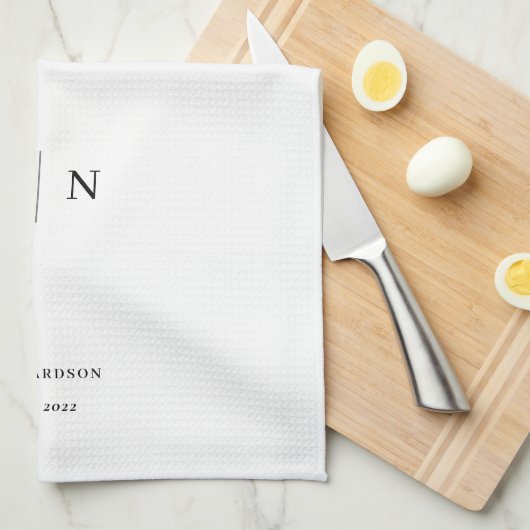 Minimaal en Chic | Monogram zwart-wit Theedoek (Quarter Fold)