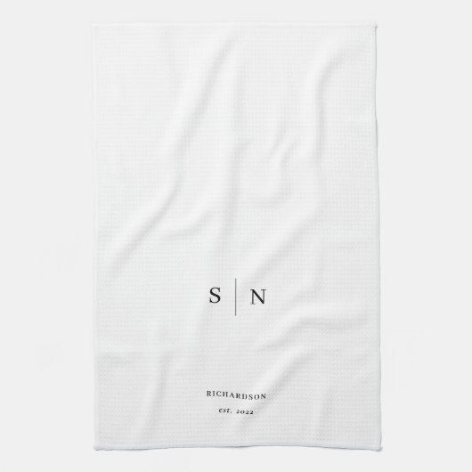 Minimaal en Chic | Monogram zwart-wit Theedoek (Verticaal)