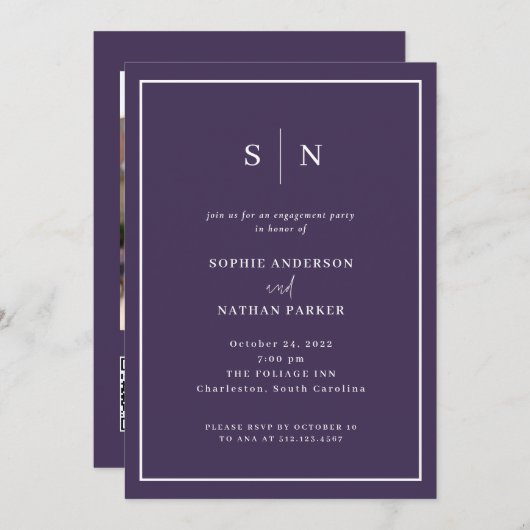 Minimaal en Chic | QR-code van Engagement Party Kaart (Voorkant / Achterkant)