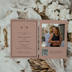 Minimaal en Chic   QR-code van Engagement Party Kaart