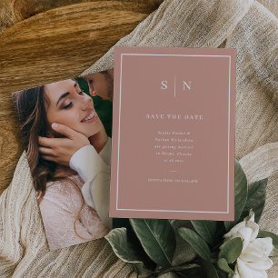 Minimaal en Chic   Terracotta en White met foto Save The Date