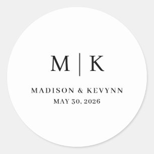 Minimaal en Chic Trouwen Ronde Sticker