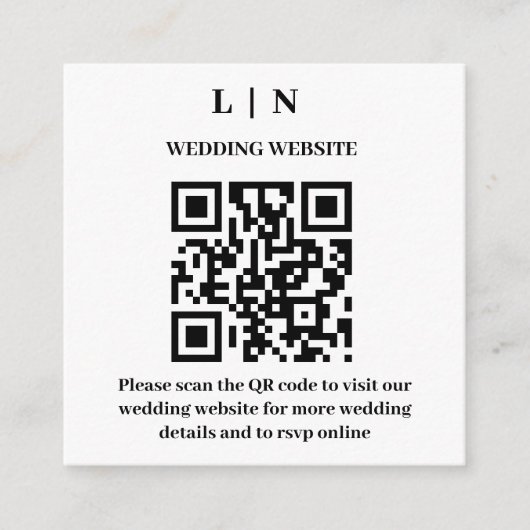 Minimaal en Chic | Zwart en wit QR-codenntwoord Informatiekaartje (Voorkant)