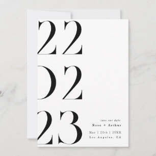 Minimaal en chic zwart en wit Save the date Kaart