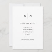 Minimaal en Chic | Zwarte en witte bruiloft Save The Date (Voorkant)